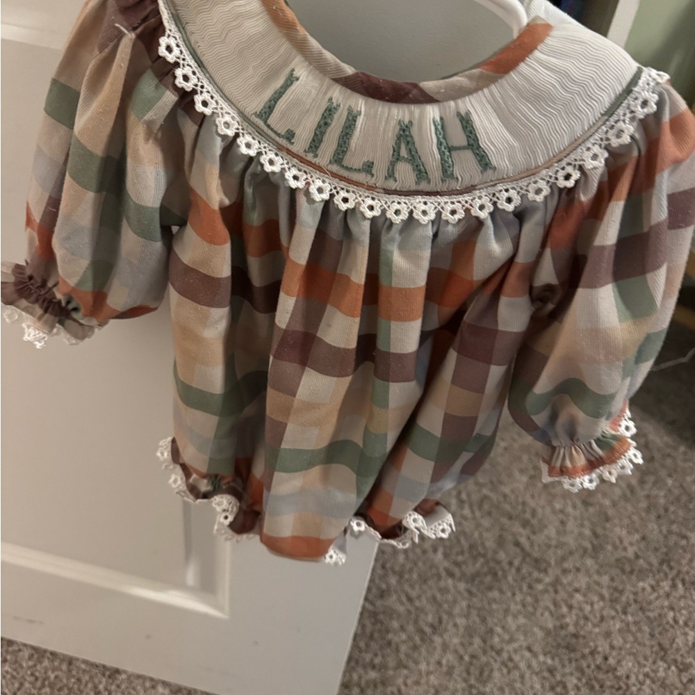 Lilah Plaid Baby  with Embroidered Collar